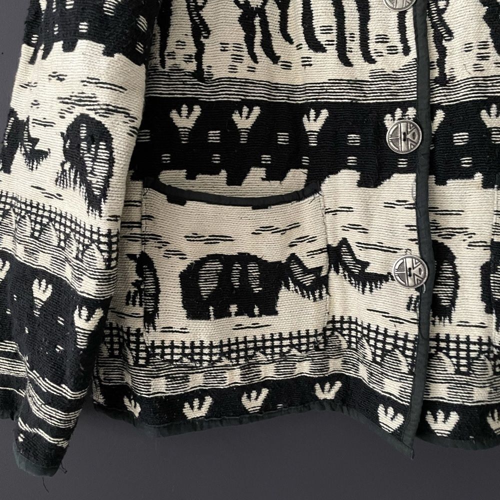 Vintage Jane Ashley jacquard African Print Jacket Size S 263 - Picture 5 of 7